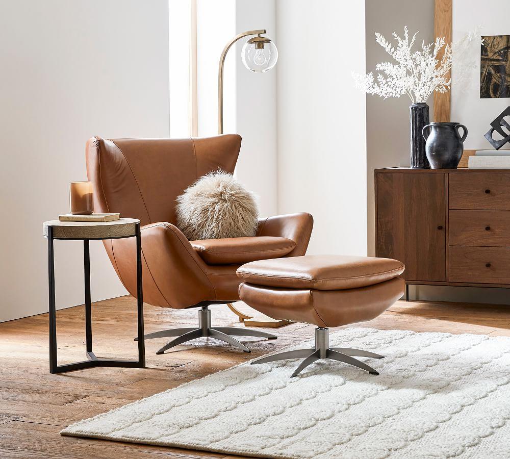 Wells Leather Swivel Armchair